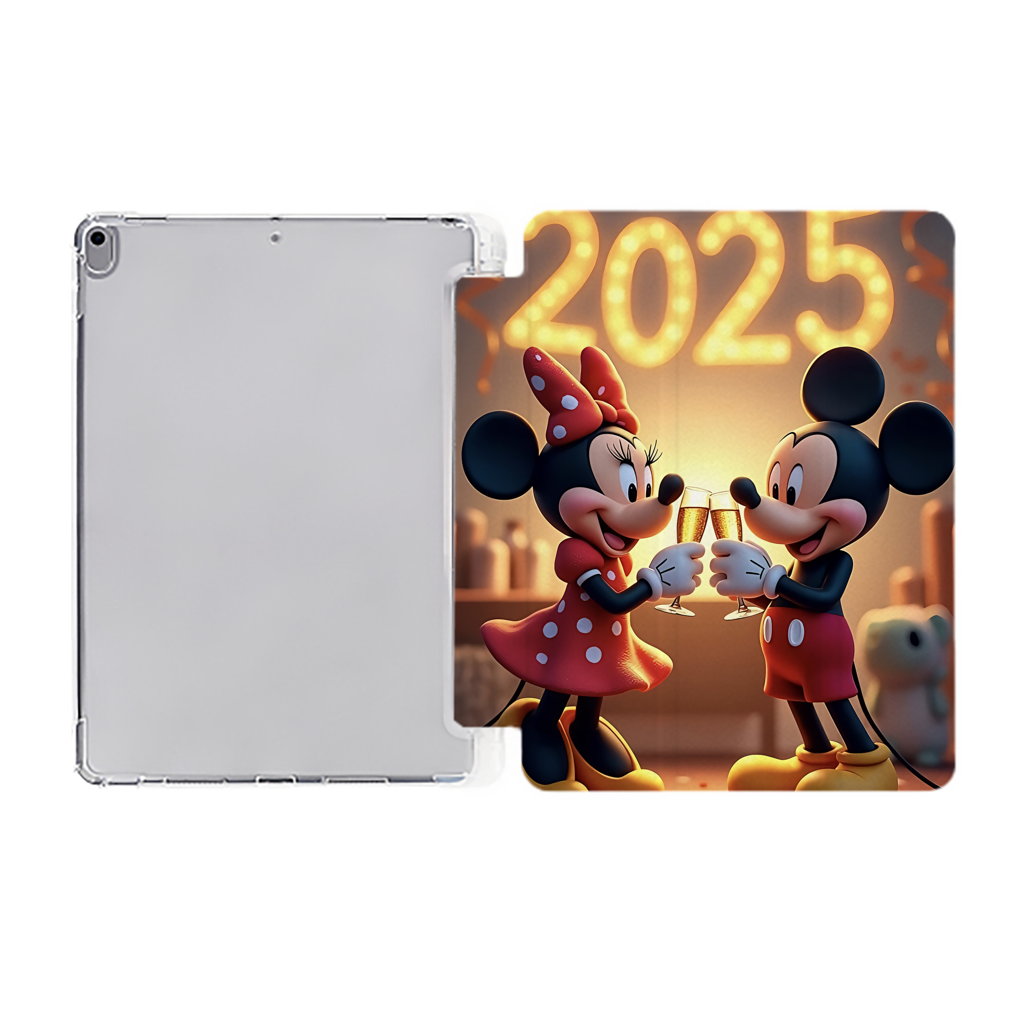 （画像用） ミッキーマウス Mickey Mouse IPad ケース ペン収納付き 三つ折りスタンド PUレザー×シリコン 対応機種9.5/10.5/10.9インチ